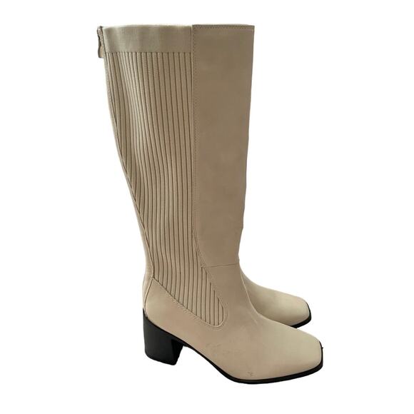 Journee Collection Knee High Square Toe Stacked Block Heel Boots Size 7 New - Picture 6 of 13